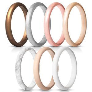 Women's Thin and Stackable Silicone Rings Wedding Bands Promise rings Pick Size